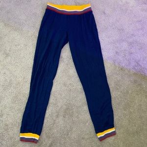 Navy joggers with striped trim